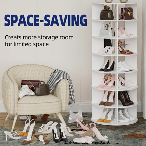 7-Tier Wood Rotating Shoe Rack Holds 32 Pairs N693582