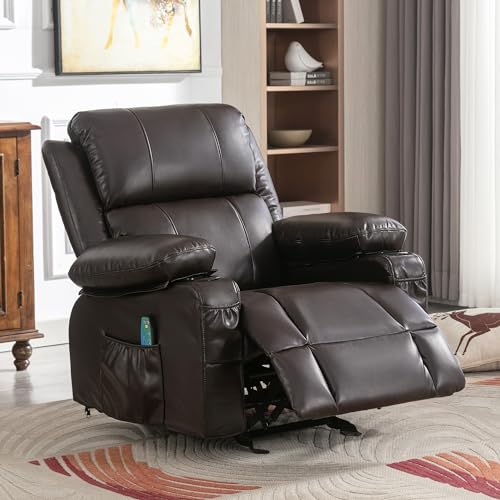 Brown Heated Massage Rocker Recliner Chair with Footrest Z99970