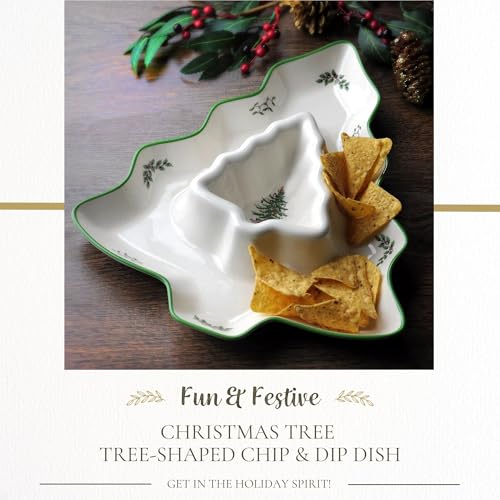 Christmas Tree 14-Inch Tree-Shaped Serving Plate Fine Porcelain Holiday Tableware D416506