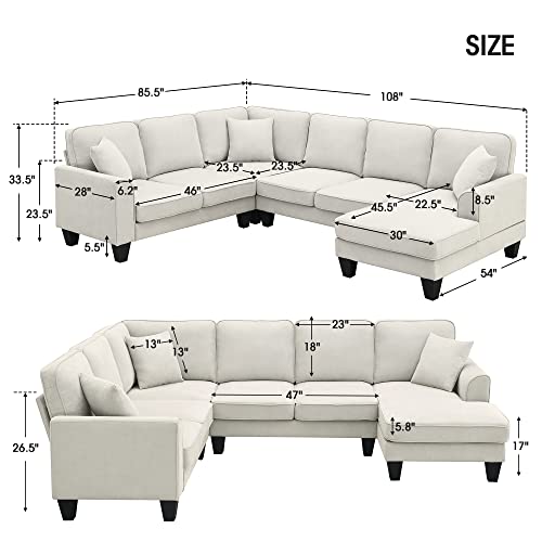 7 Seat Modular Sectional Sofa with 3 Pillows Y387731