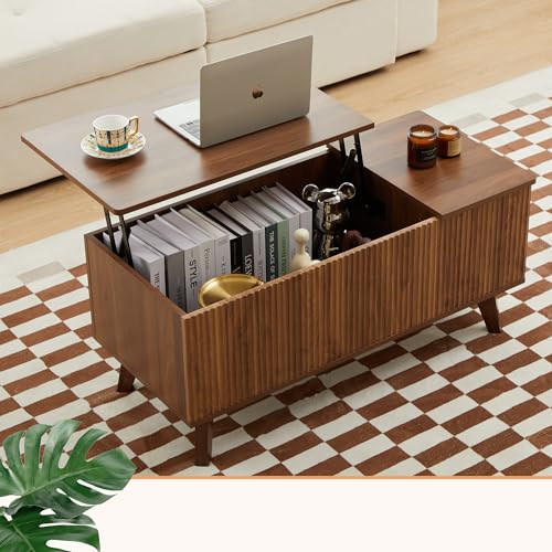 Walnut Wood Coffee Table with Storage Shelf F3329