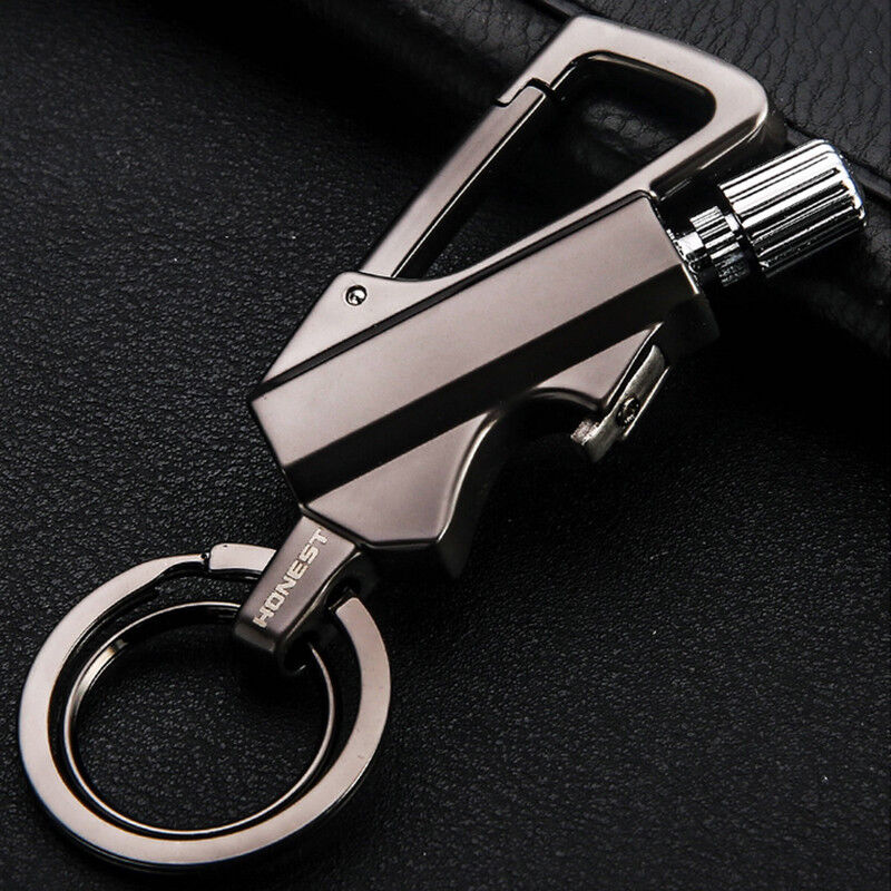 Metal Carabiner Bottle Opener Keychain Flint Fire Starter C806588