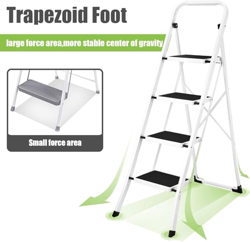 White 2 Step Folding Ladder with Handrails M1695