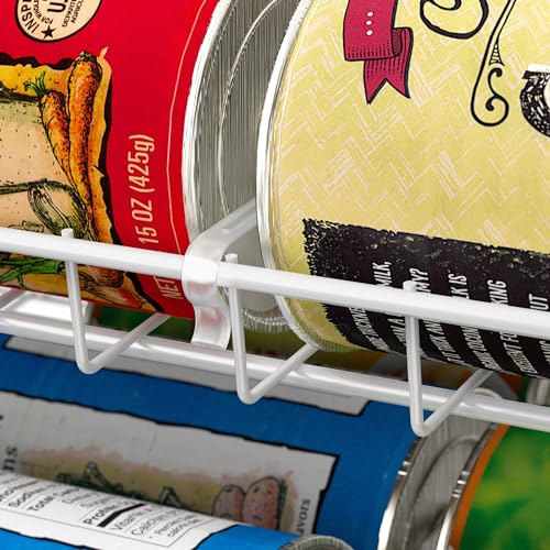 Stackable Can Rack, Silver, Adjustable Plastic Dividers, Holds 36 Cans L670915