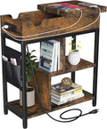 Side Table with Charging Station, Flip Top End Table with USB Ports and Outlets G71901
