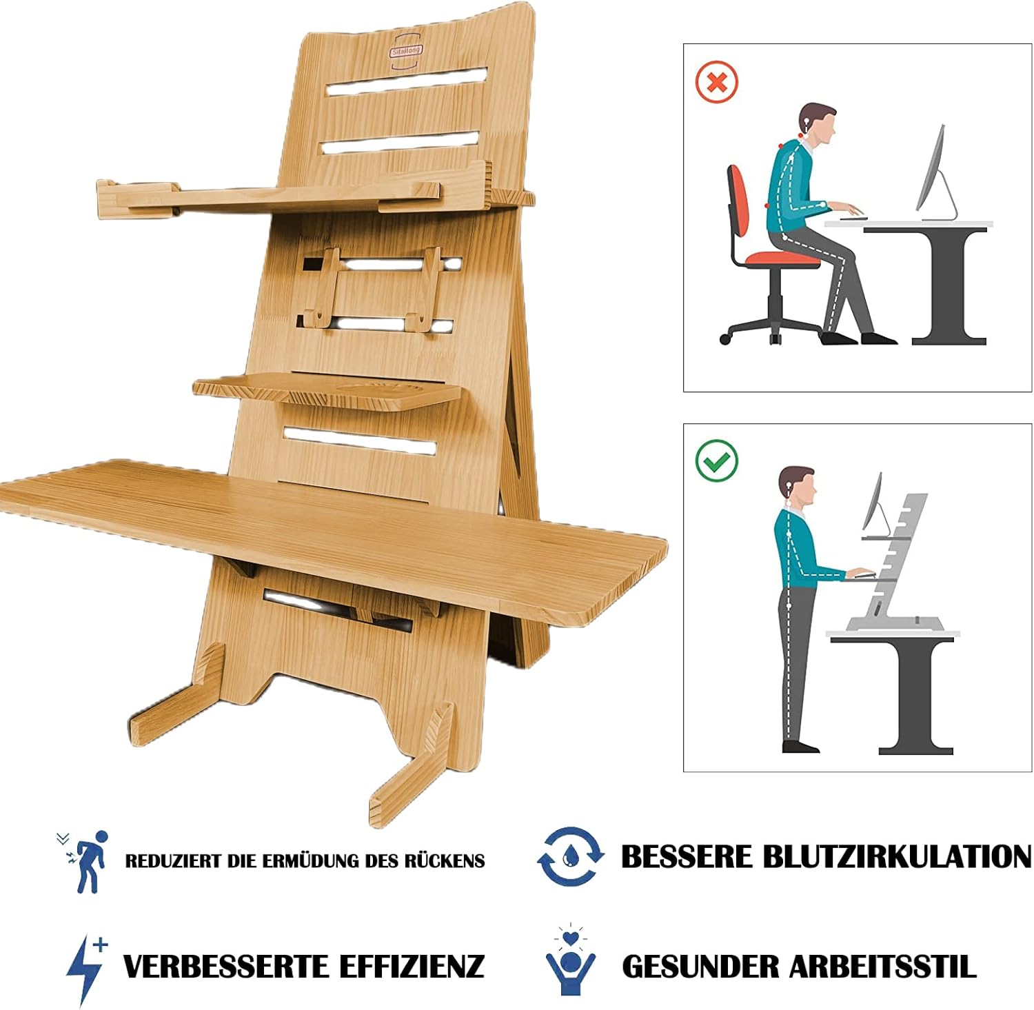 Adjustable Height Wooden Standing Desk Converter O477098