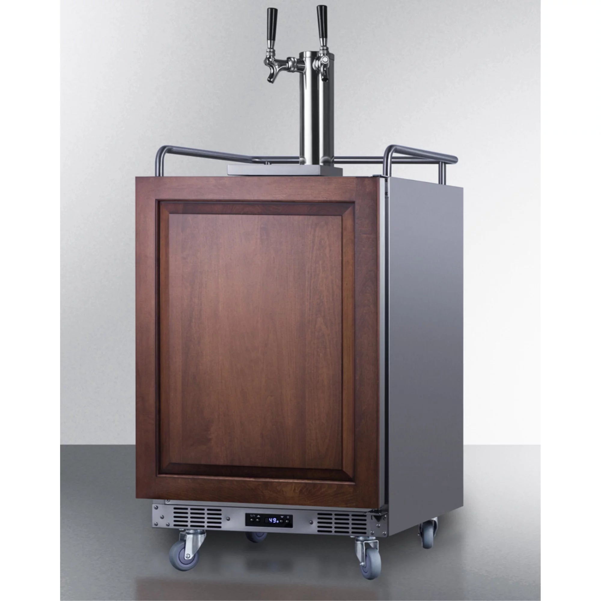 Stainless steel dual tap beer kegerator with panel-ready door L23595