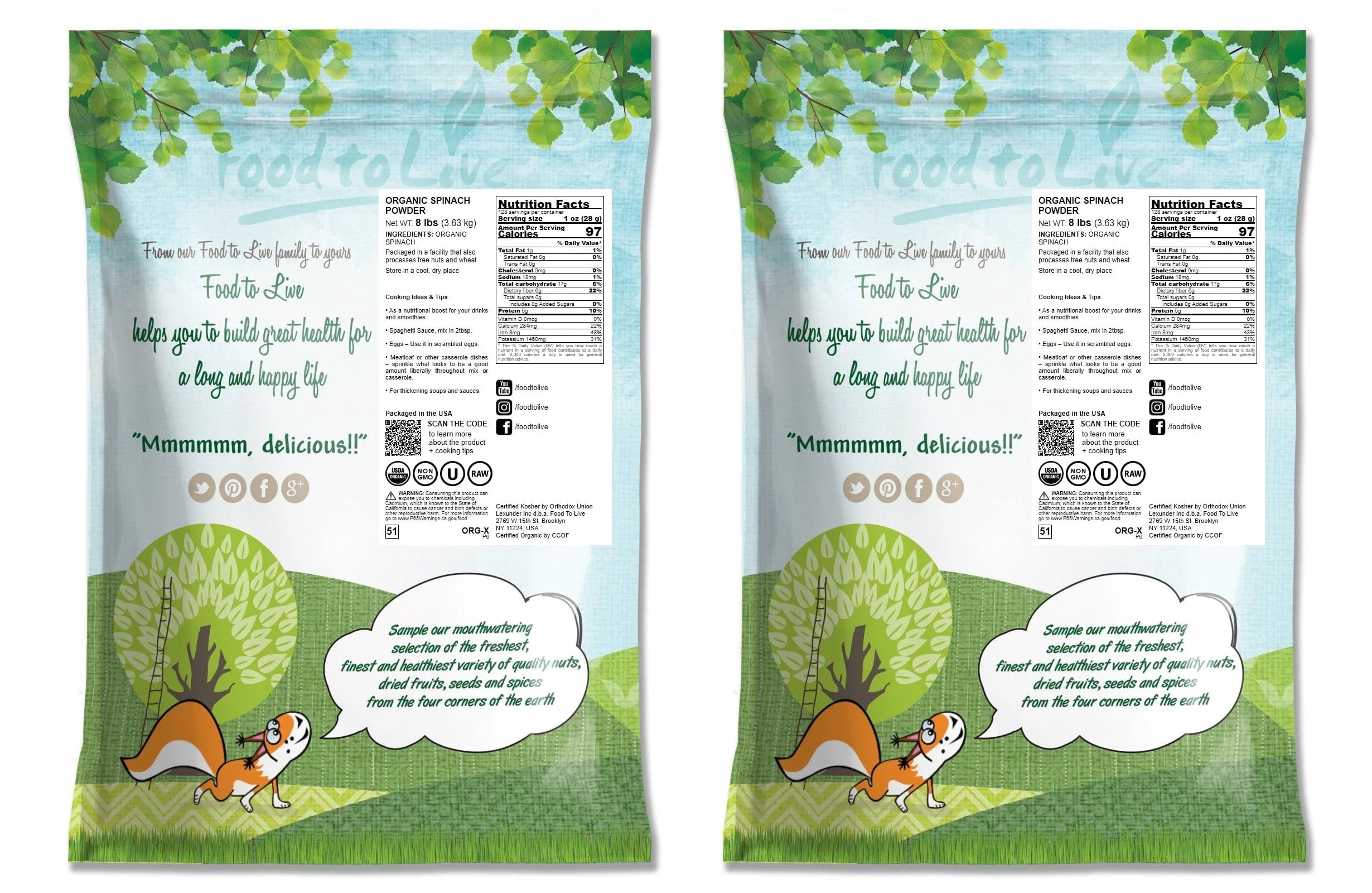 Organic Spinach Powder, 16 Pounds G5404