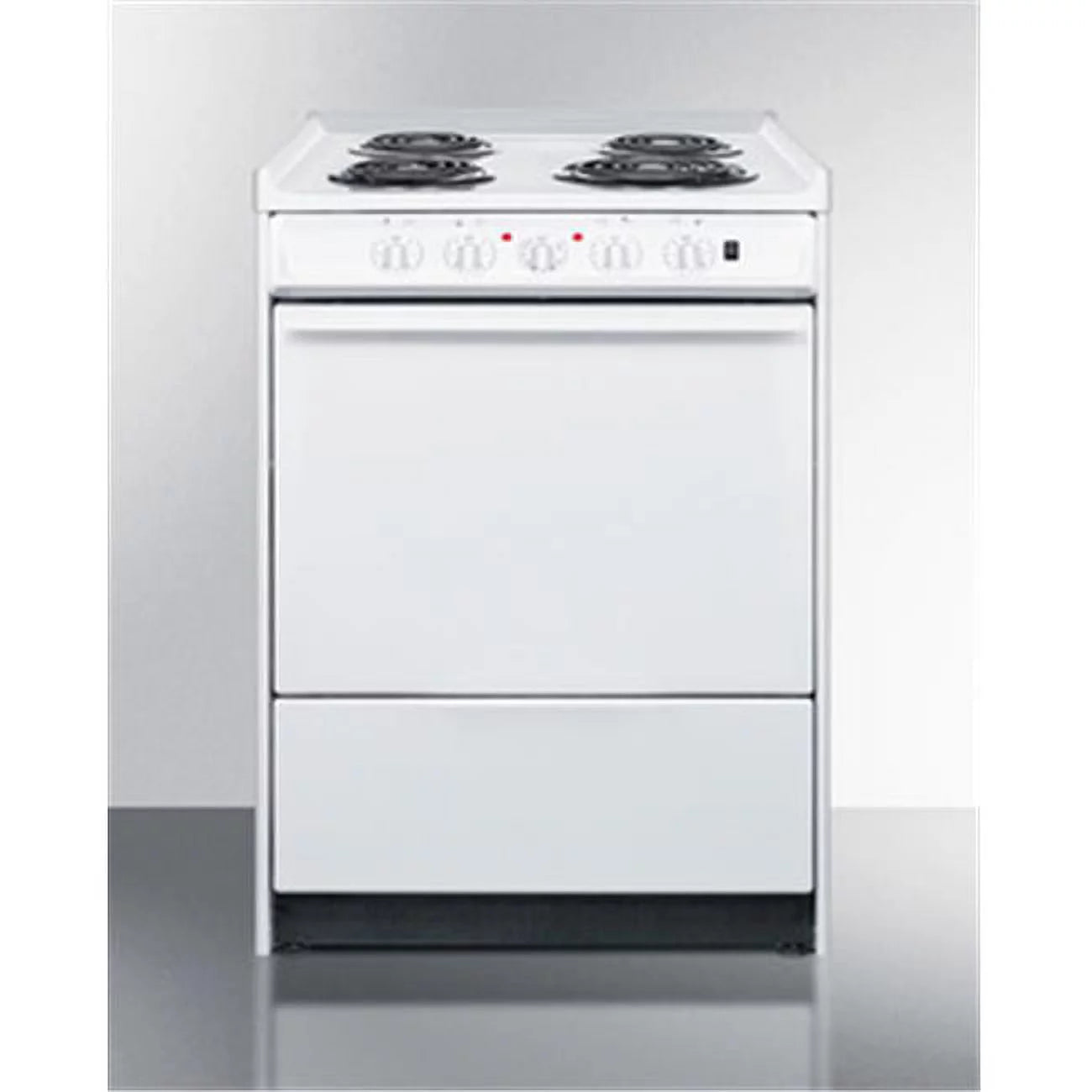 24 in. Wide Slide-in Style Coil Top Electric Range In White with Storage Compartment U8009