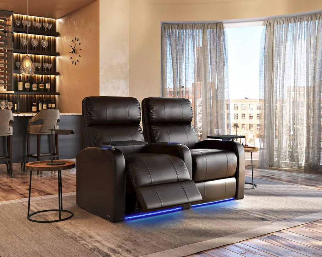 Brown Top-Grain Leather Theater Chairs with Power Recline M727
