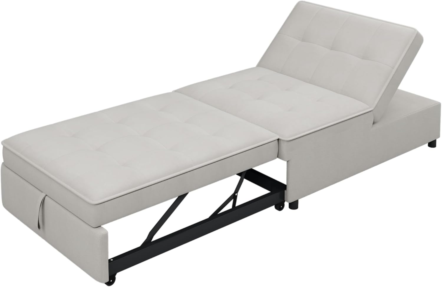 White 4-in-1 Folding Ottoman Bed with Storage Pocket and USB Port P71422