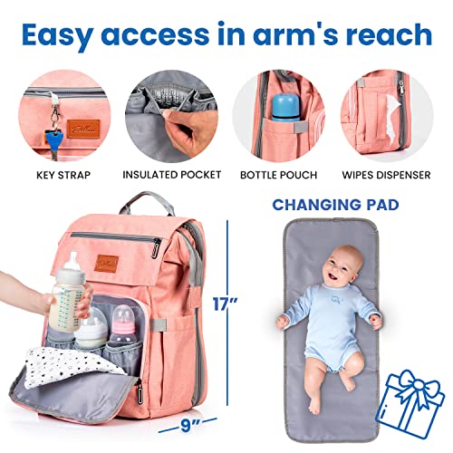 Gray Baby Diaper Bag Backpack with Changing Pad V977564