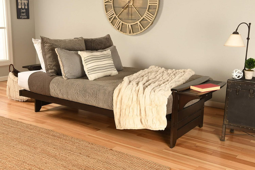 Full Size Futon in Espresso Finish, Linen Charcoal R946135