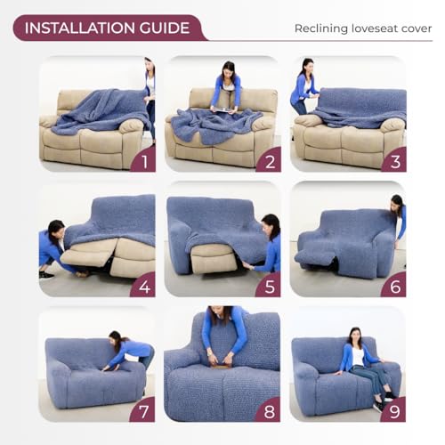 Blue Polyester Recliner Sofa Cover I95356