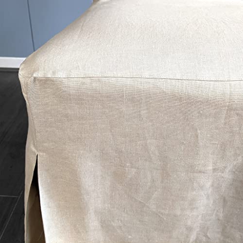 Set of 4 Solid Beige Linen Cotton Dining Chair Cover X156