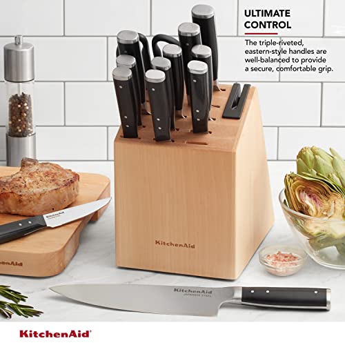 14-Piece High Carbon Stainless Steel Knife Block Set with Sharpener Z472