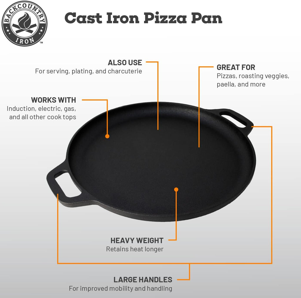 13.5 Inch Cast Iron Pizza Pan with Loop Handles U657789