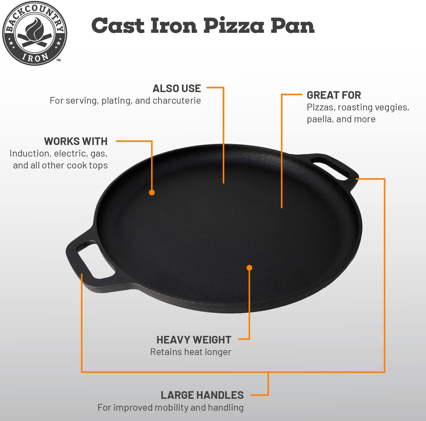 13.5 Inch Cast Iron Pizza Pan with Loop Handles U657789