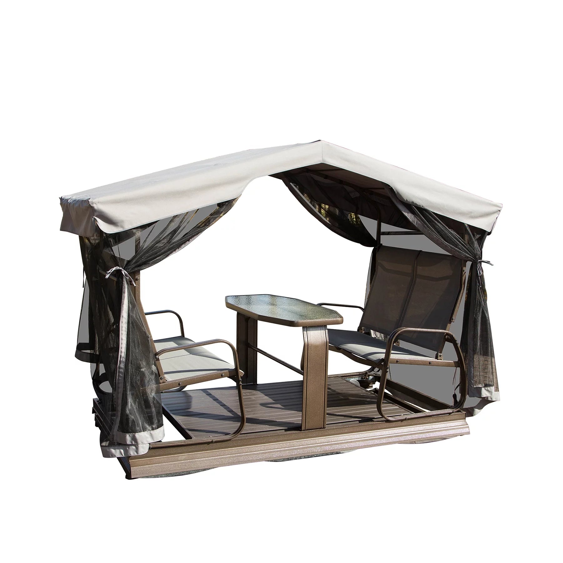 4-Seat Outdoor Metal Glider Bench with Canopy F80453
