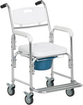 Waterproof Rolling Shower Commode Wheelchair with Padded Seat G8820