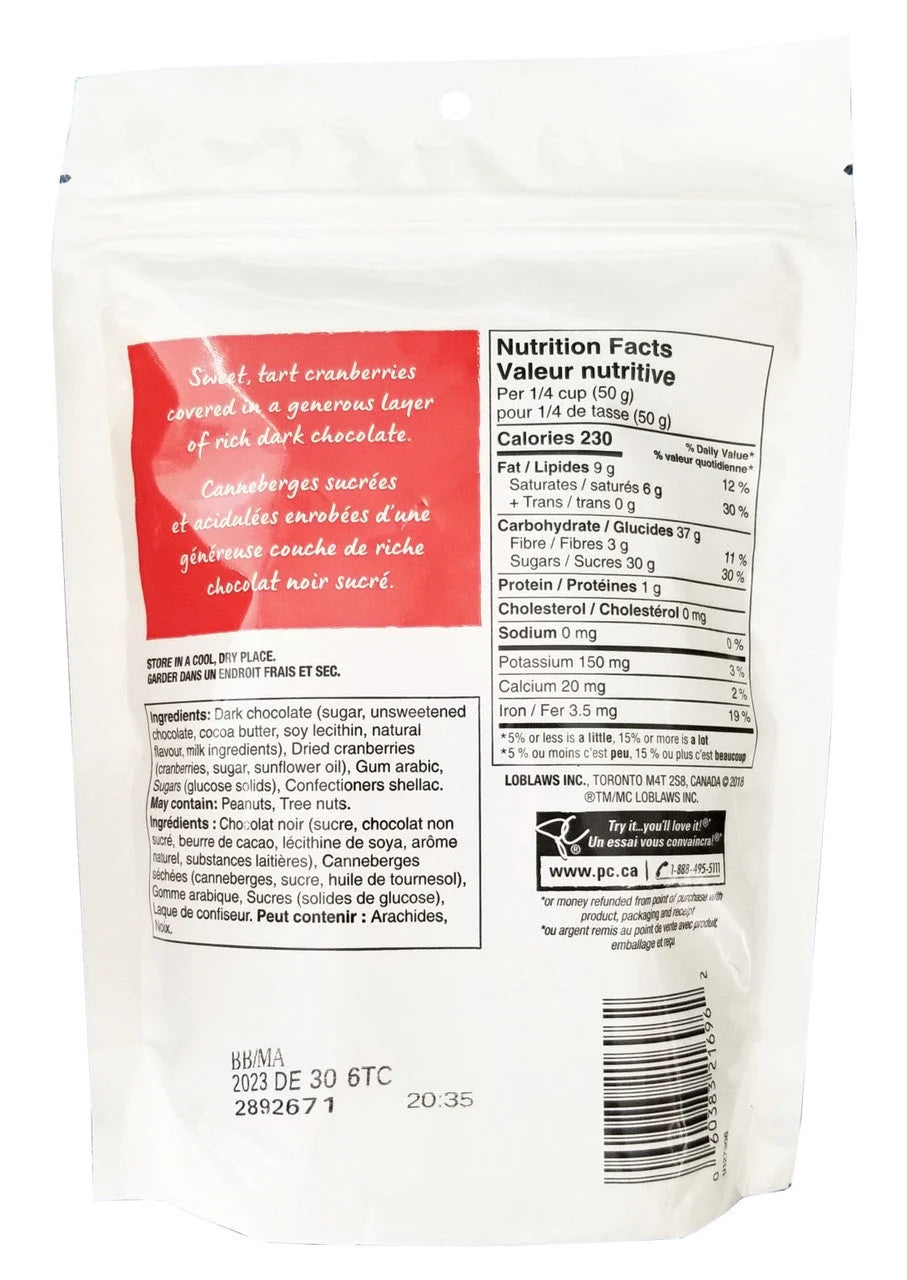 Dark Chocolate Cranberries, 340g/12 oz. Bag P91179