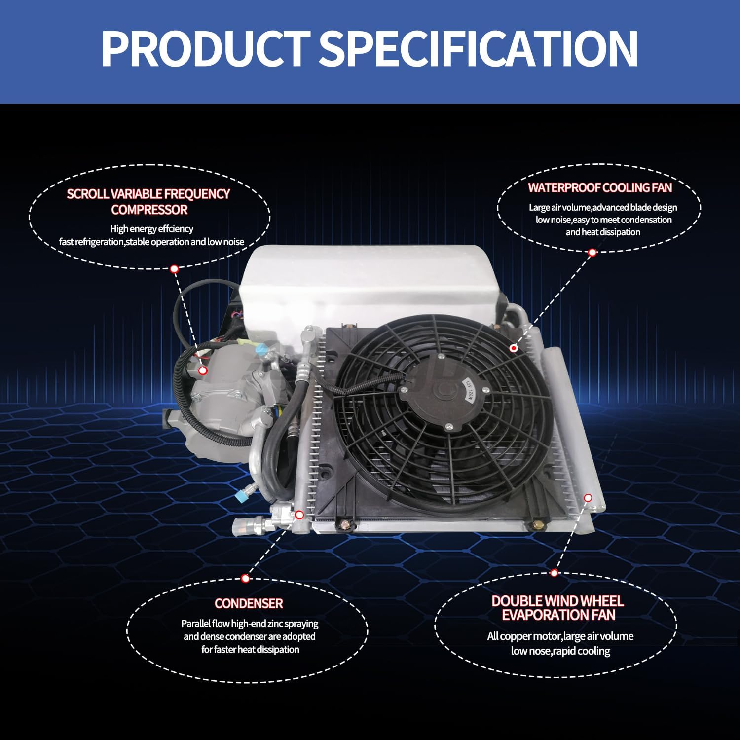 12V Rooftop RV Air Conditioner Heat and Cool White H2858