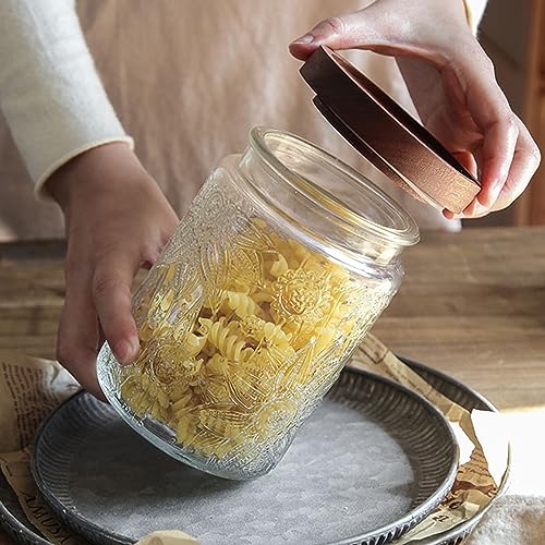 24 OZ Glass Storage Jar with Airtight Bamboo Wooden Lids T2407