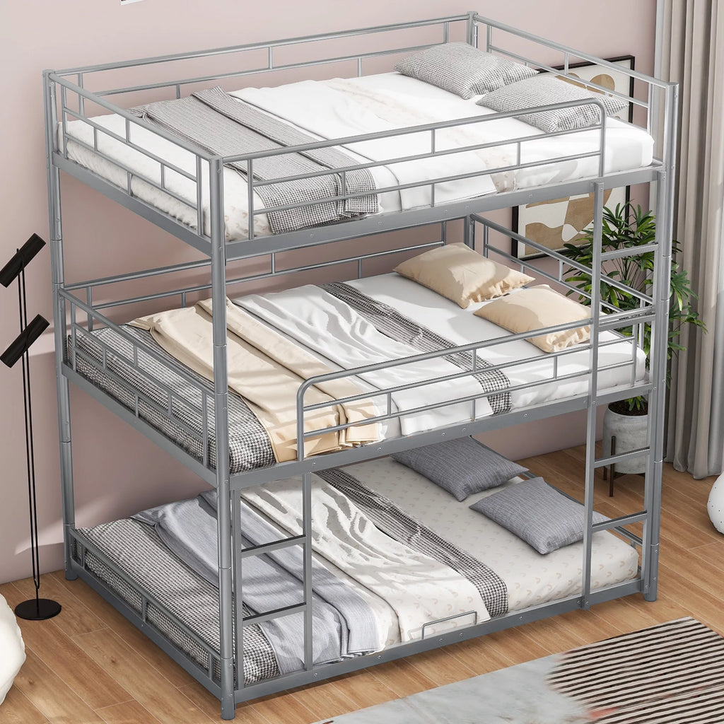 Silver Full Size Metal Triple Bunk Bed M294