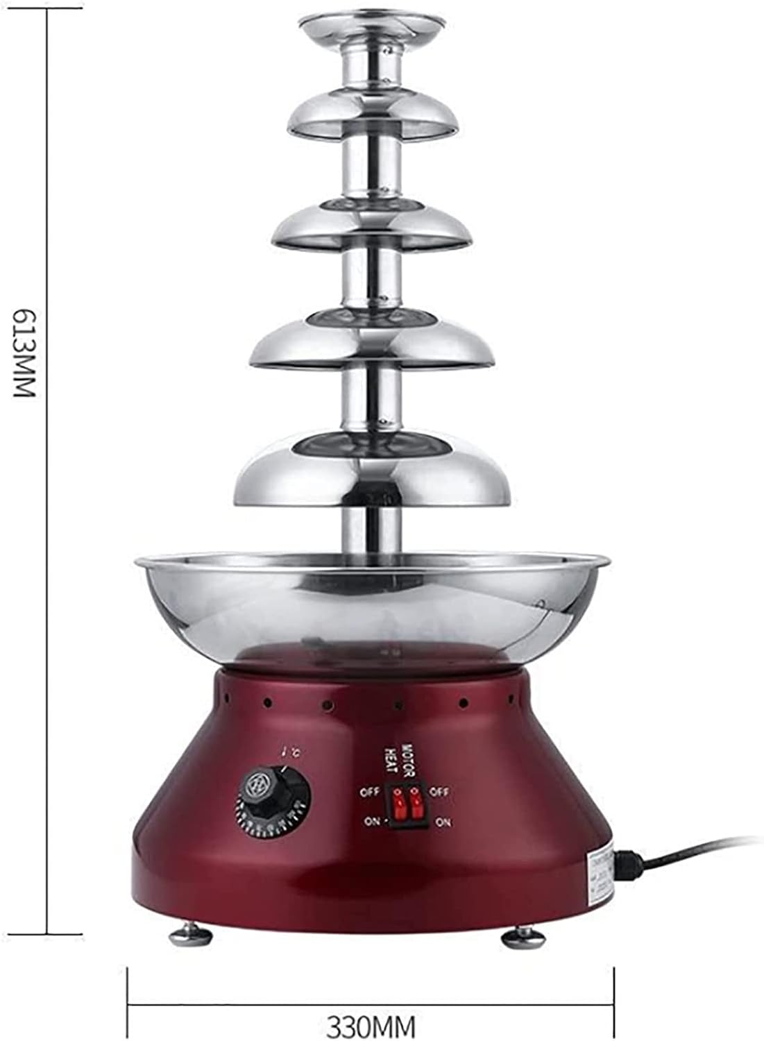 5 Tiers Stainless Steel Chocolate Fondue Fountain Machine X74760