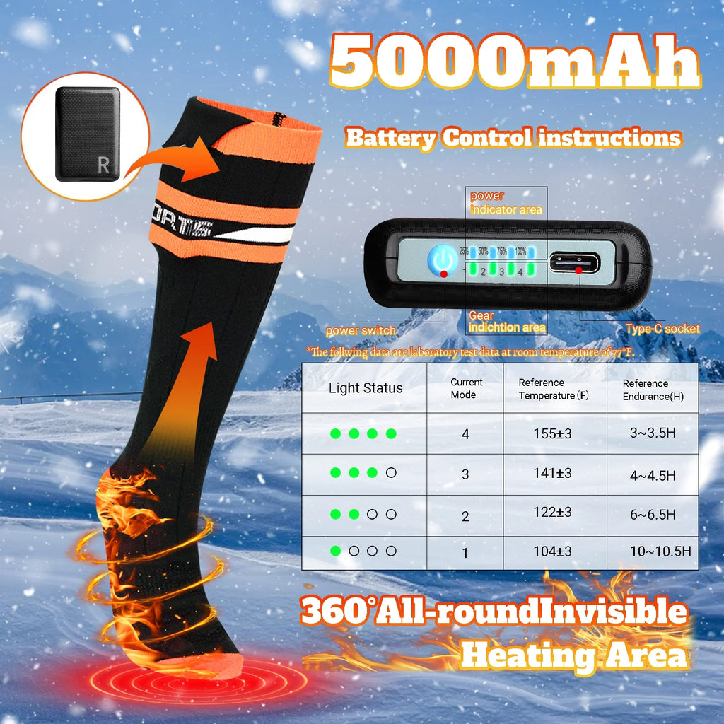 Black Rechargeable Electric Heated Socks Z613