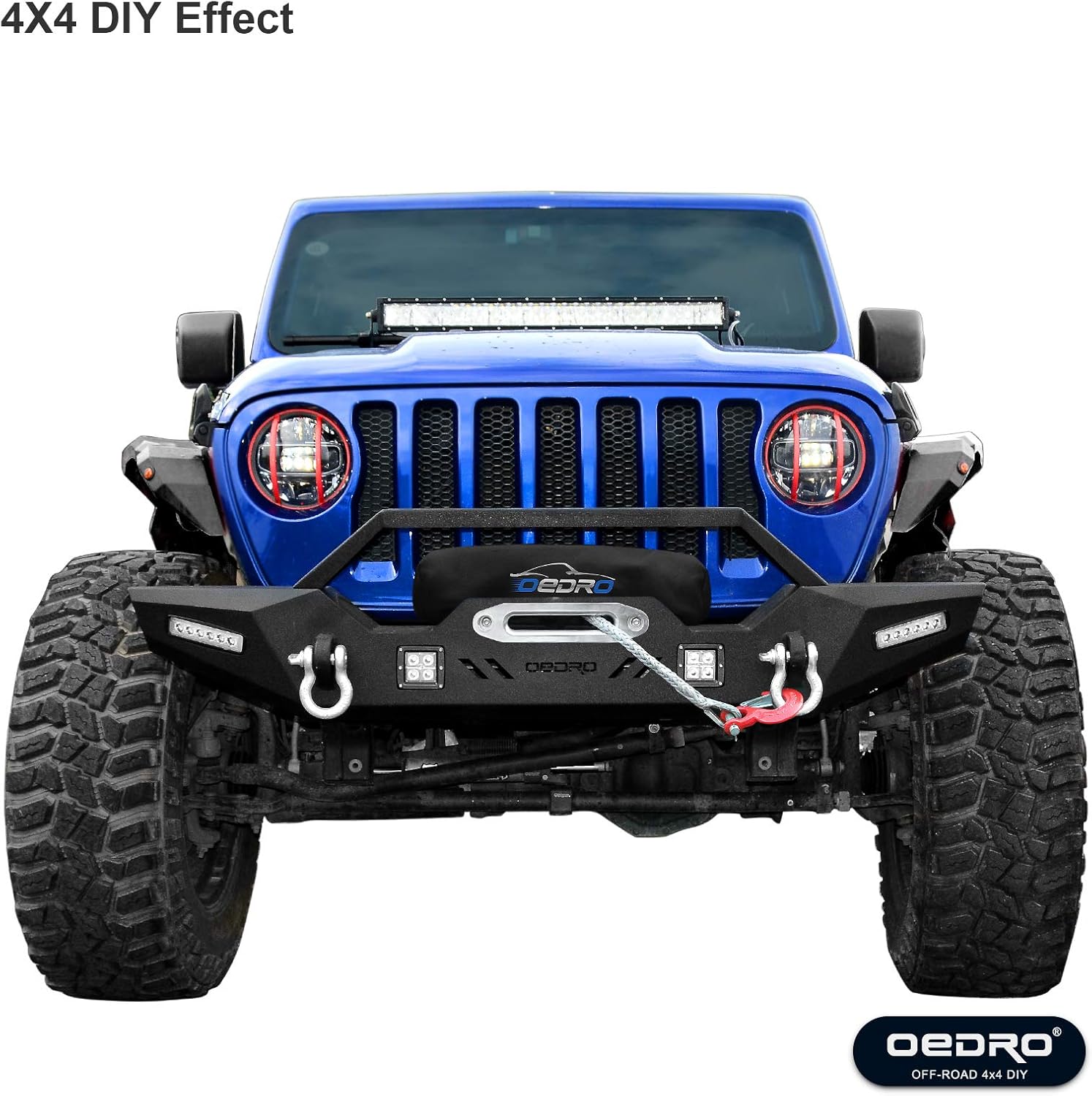 Front Bumper with Winch Plate Mounting & 4 x LED Lights & 2 x D-Rings Z6844