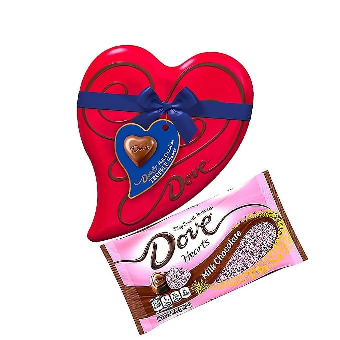 Milk Chocolate Candy Heart Tin and Milk Chocolate Bag U917673