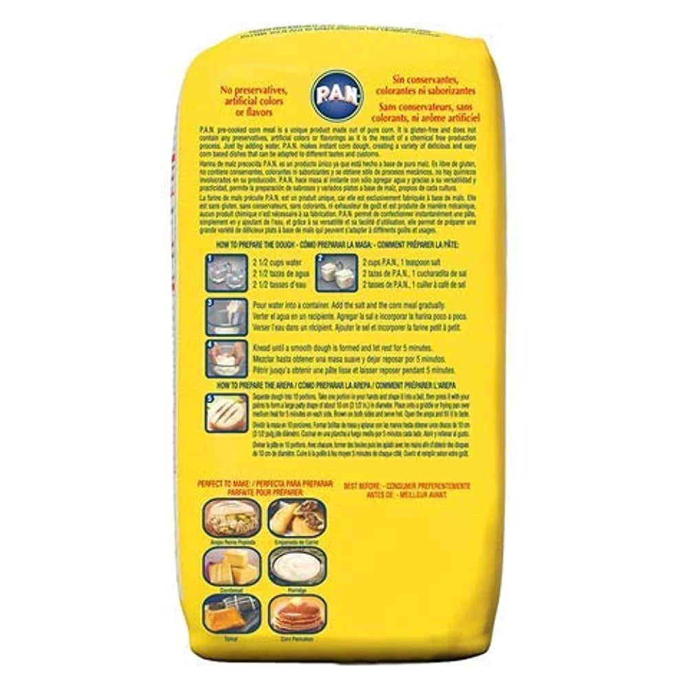 White Corn Meal Pre-cooked Flour for Arepas, 1 Kilogram (Pack of 4) H546