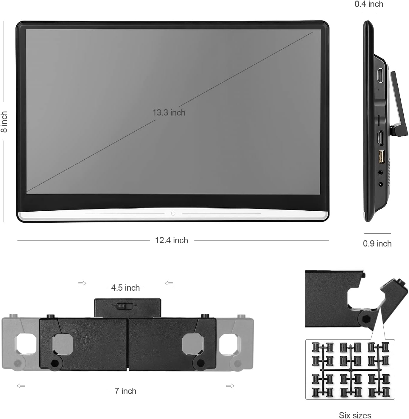 13.3 Inch Touch Screen Car Headrest Video Player with WiFi Bluetooth HDMI X829