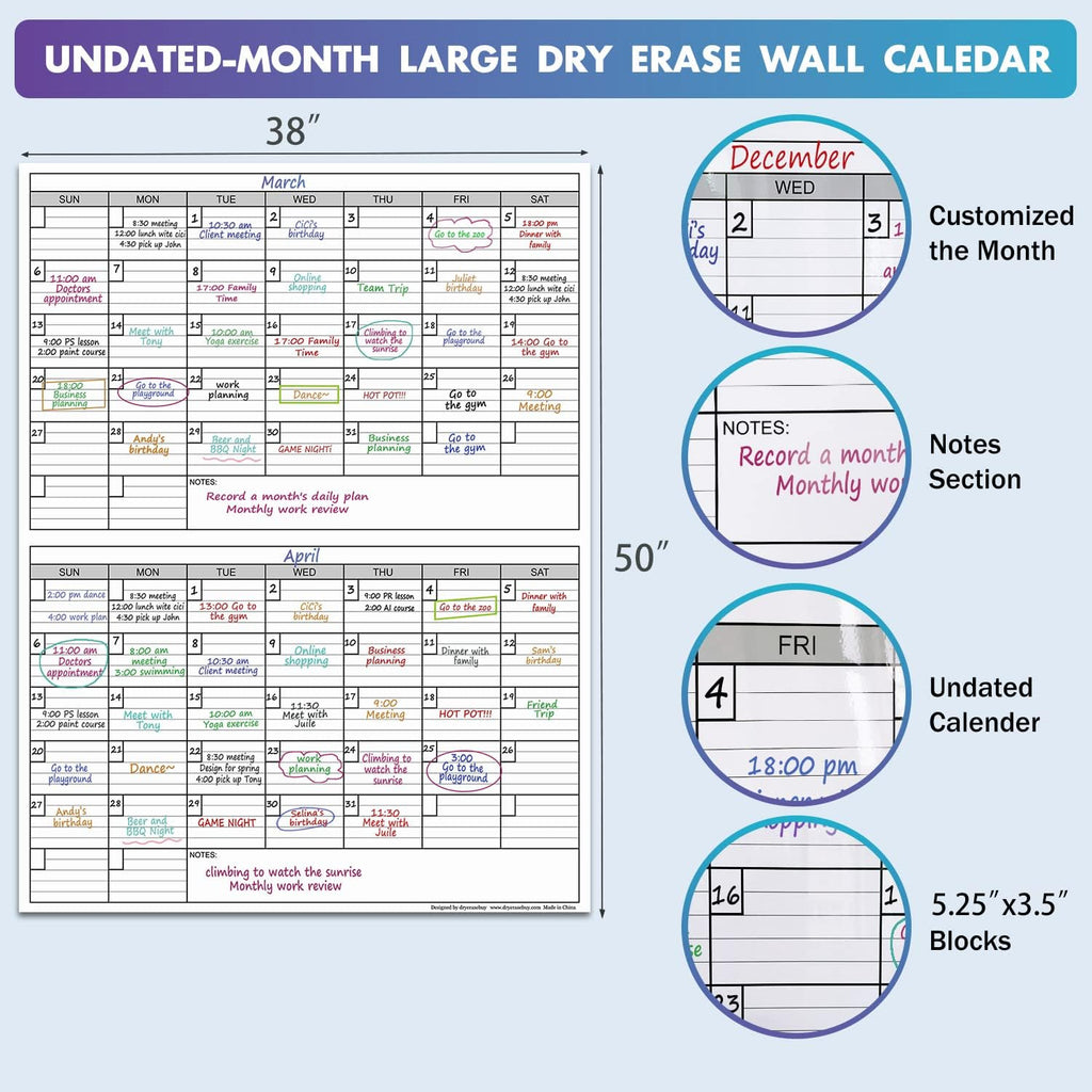 38" x 50" Laminated Wall Calendar K685025