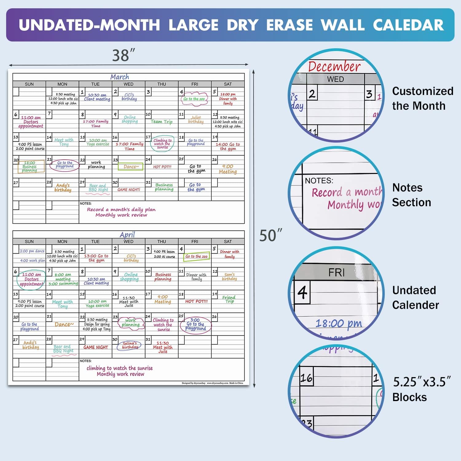 38" x 50" Laminated Wall Calendar K685025