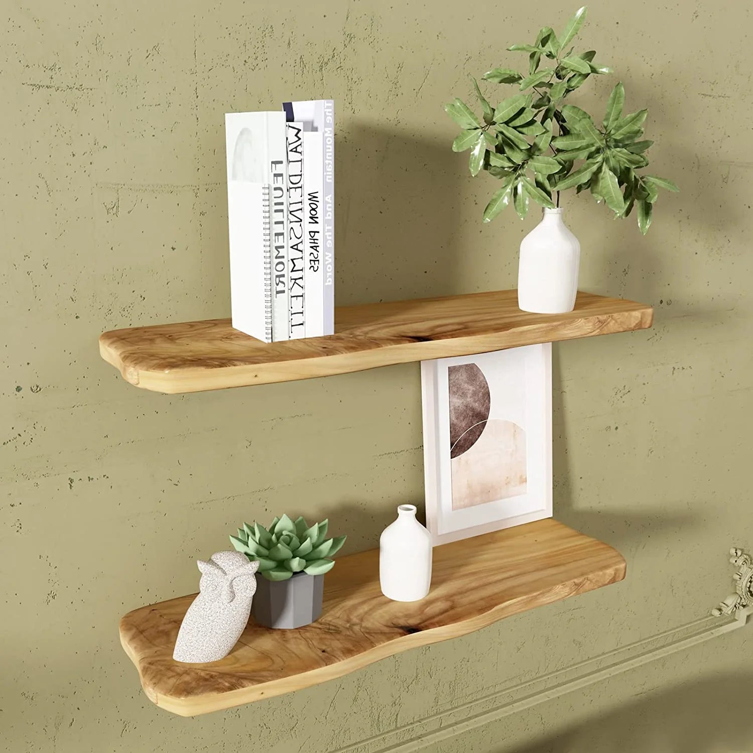 24 Inch Cedar Natural Edge Floating Shelf Set Of 2 I411