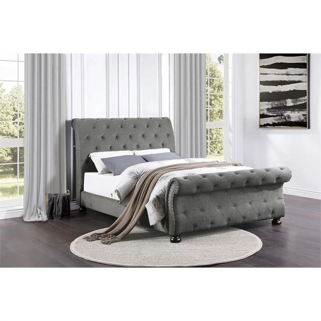 Dark Gray Queen Wood Sleigh Bed F650