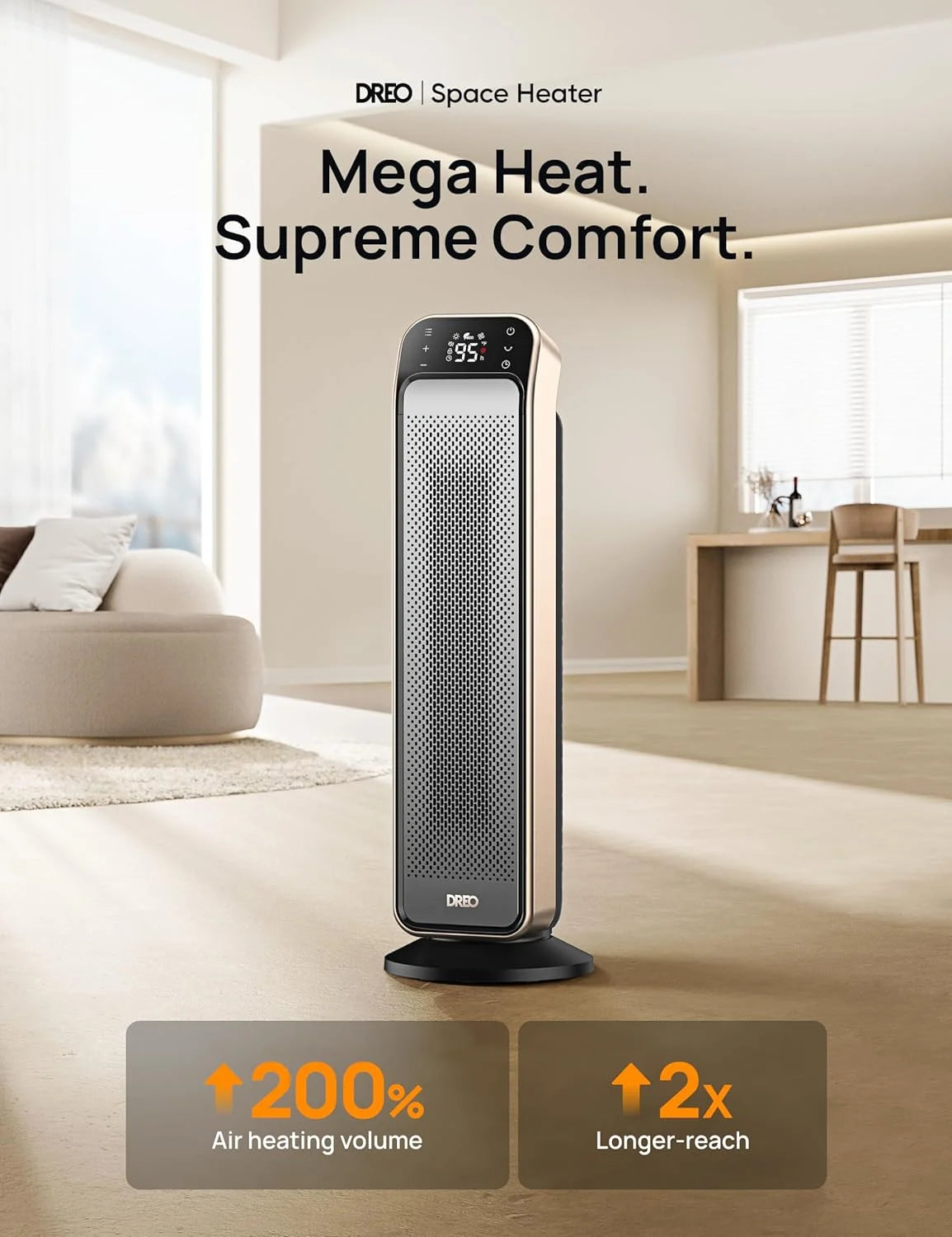 25" 11.5ft/s Fast Portable Electric Heater with Remote and Thermostat A296429