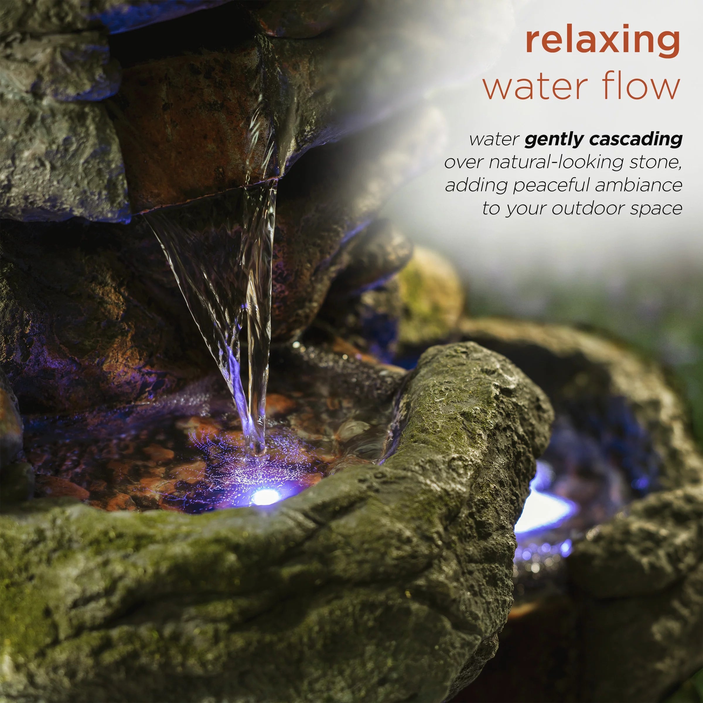 22" Outdoor 3-Tier Rock Tabletop Fountain Y23578