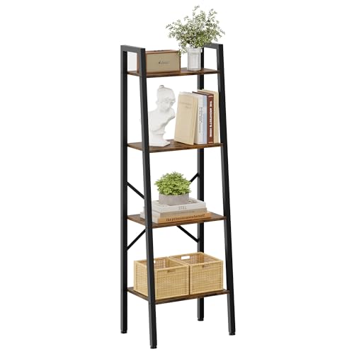 5-Tier Narrow Ladder Bookshelf, Metal Frame, Greige D620