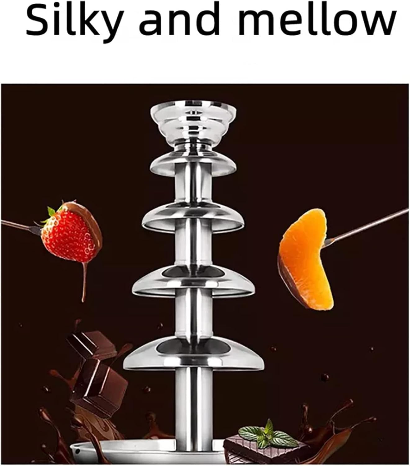 5 Tiers Stainless Steel Chocolate Fondue Fountain Machine X74760