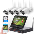 8CH 1080P Wireless Security Camera System with 10.1 Monitor, 4pcs 2MP Night Vision Camera, 1TB Hard Drive D822388