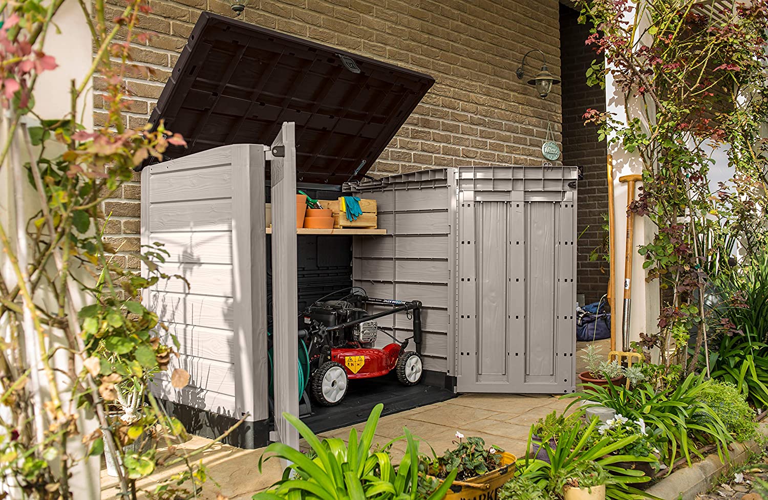 Beige/Brown Outdoor Storage Shed P201