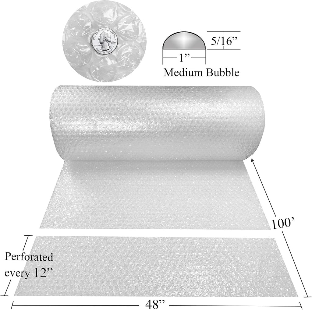 Medium Bubble Cushioning Roll 48" Wide x 100 ft Clear T383