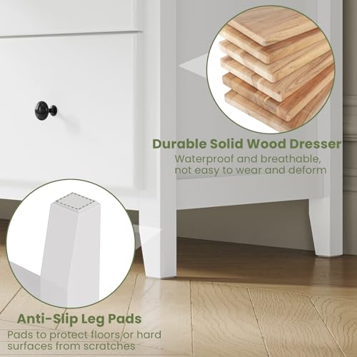 White 6 Drawer Solid Wood Dresser C236