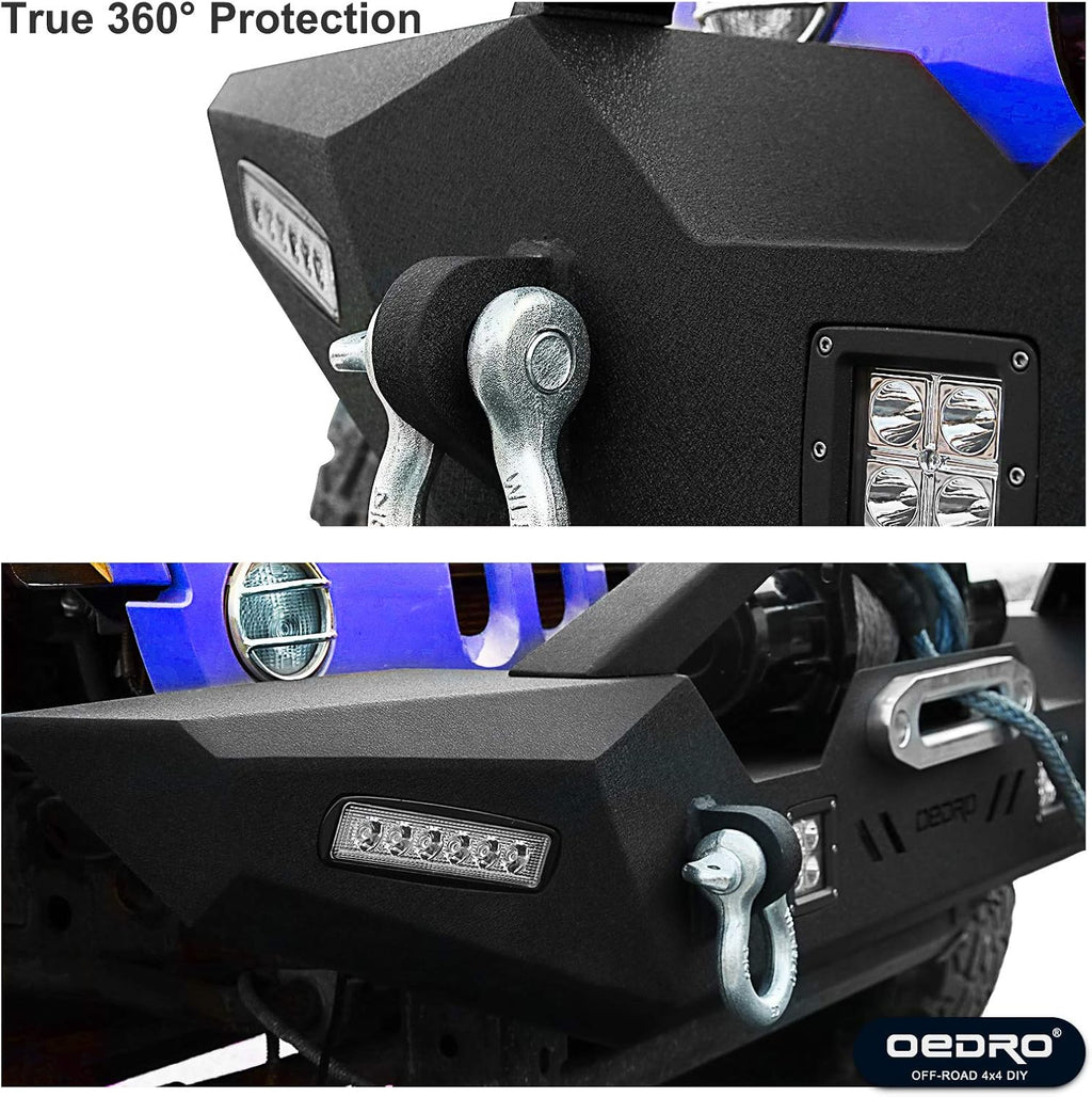 Front Bumper with Winch Plate Mounting & 4 x LED Lights & 2 x D-Rings Z6844