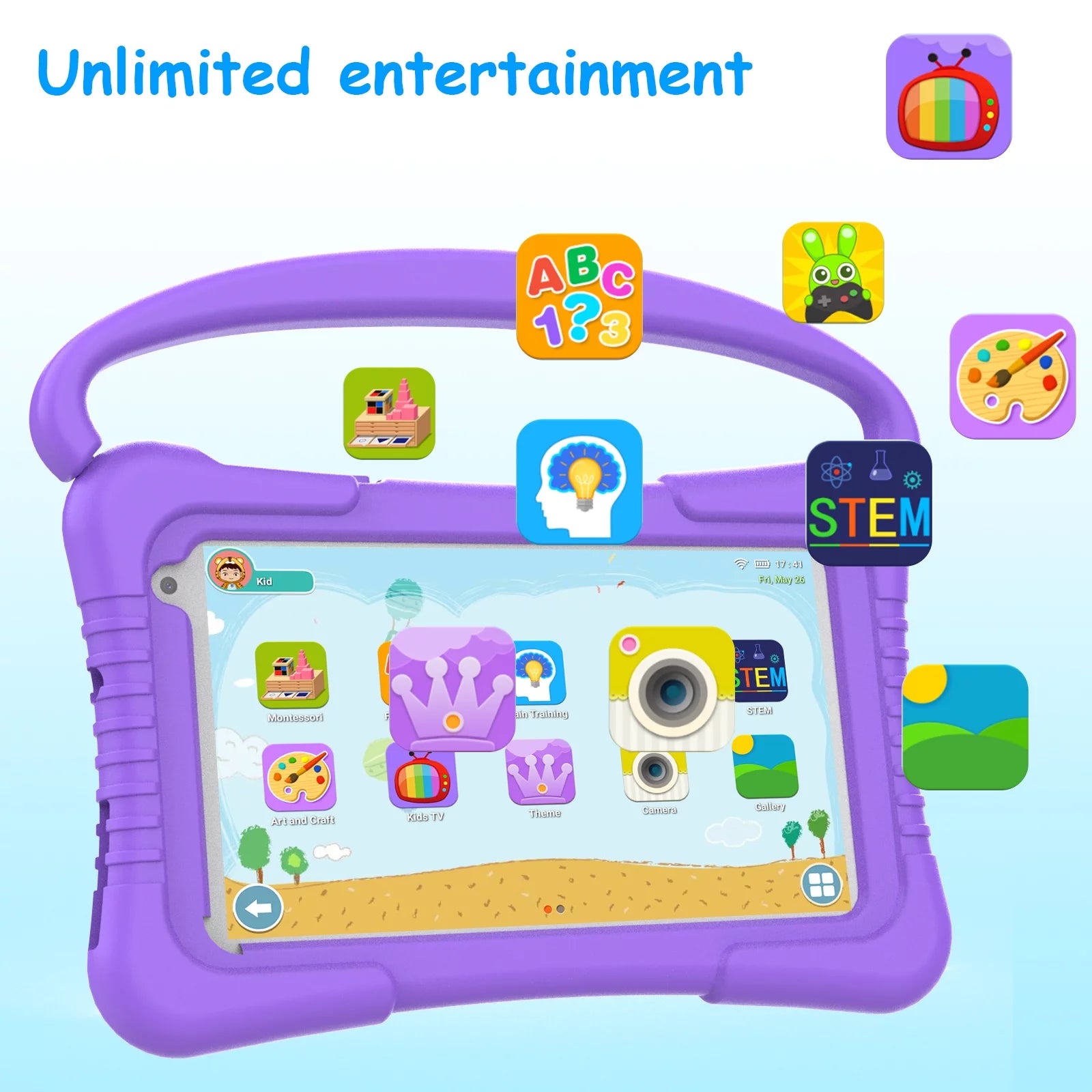 Purple 7 inch Android 11 Tablet with Silicone Case I258090