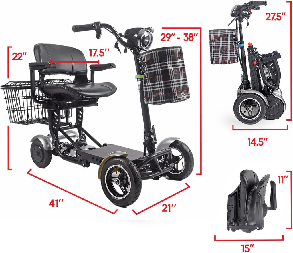 Foldable 4 Wheel Mobility Scooter with Long Range Battery 15.6AH P37086