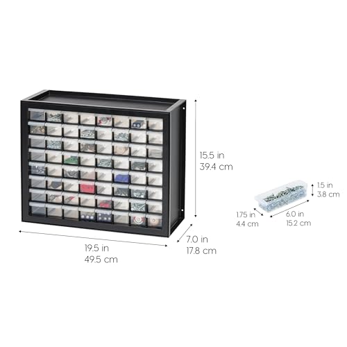 64 Drawer Plastic Parts Cabinet - Black N802500